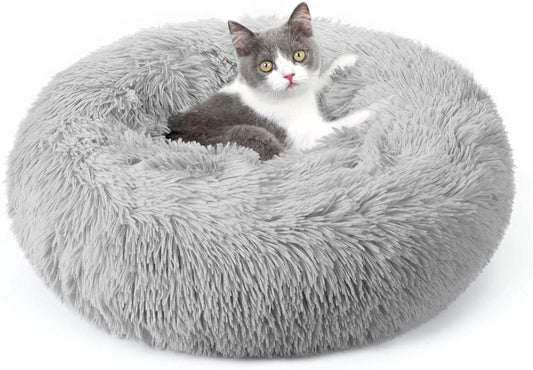 CozyNest™ Plush Donut Cat Bed – Self-Warming, Calming Cushion for Cats & Small Dogs